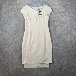 Vintage Y2K Cache Dress 6 Glam Cream Cocktail Confident Nightclub Going-out